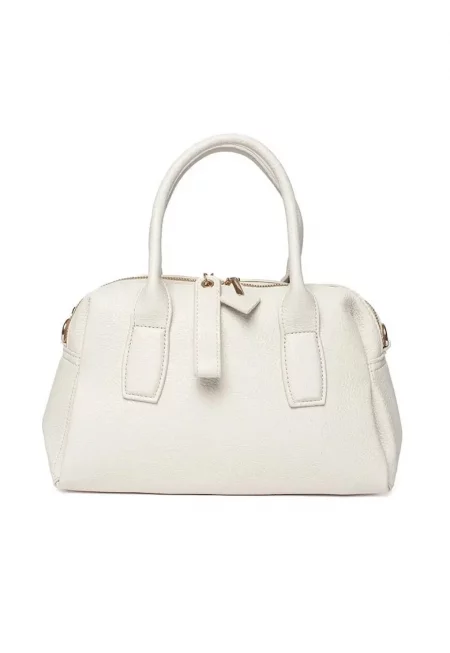 Чанта за рамо  сива - от екологична кожа - средни размери - с регулируема презрамка