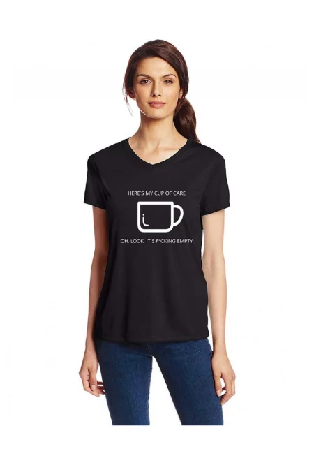 Черна дамска тениска - Cup of care