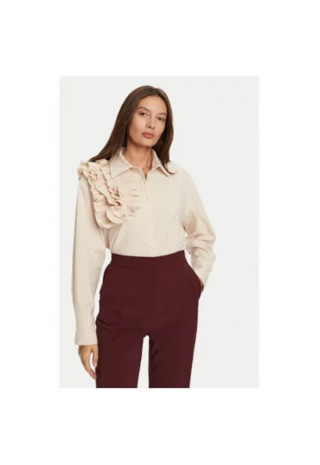 Дамска риза -  304912900 - Полиестер/Вискоза - Бежов - Бежов
