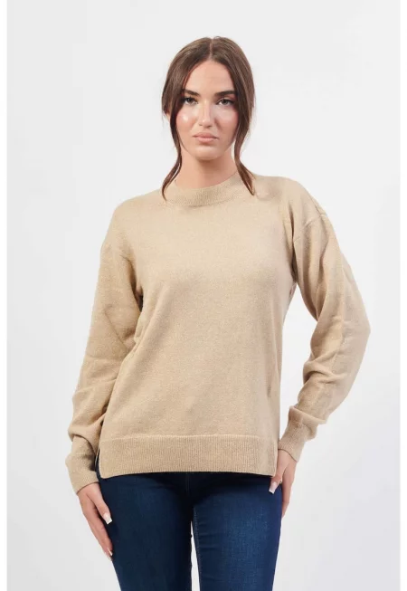 Дамски пуловер  6DYM2C - Златист/Бежов пясък