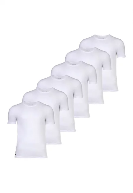 Едноцветна слим тениска - 6 броя - Бял