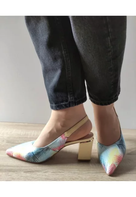 Елегантни дамски сандали  60034A J7-N Жълти + Флорални - Жълт - Жълт