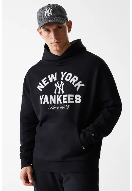 Худи от памук с бродирано лого - Черен