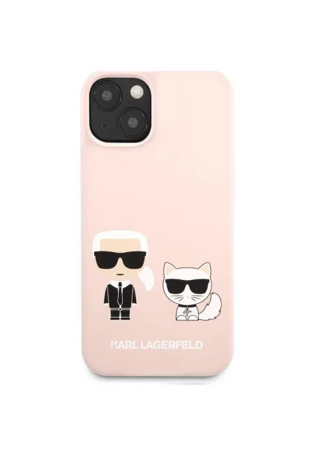 Калъф  Case Liquid Silicone Karl and Choupette MagSafe Compatible - За iPhone 14 - Розов