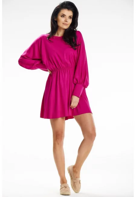 Къса Рокля с Дълъг ръкав - Кръгла A640