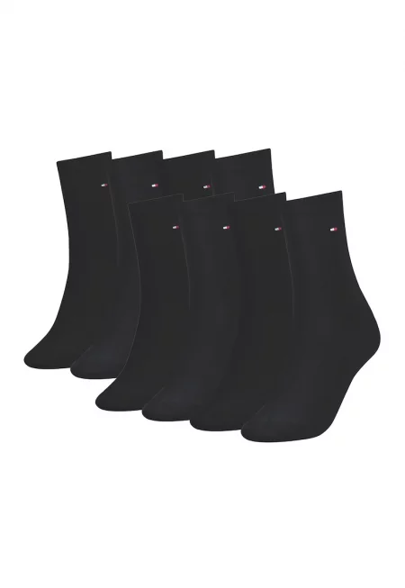 Къси чорапи с памук и лого - 8 чифта - Черен