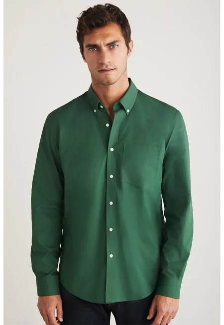 Класическа риза с дълги ръкави - Зелен