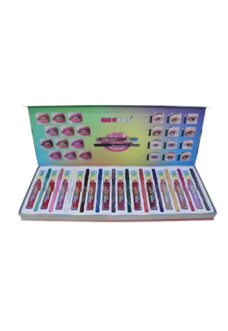 Комплект 12 червила за устни и 12 молива за очи - Иман от Ноубъл