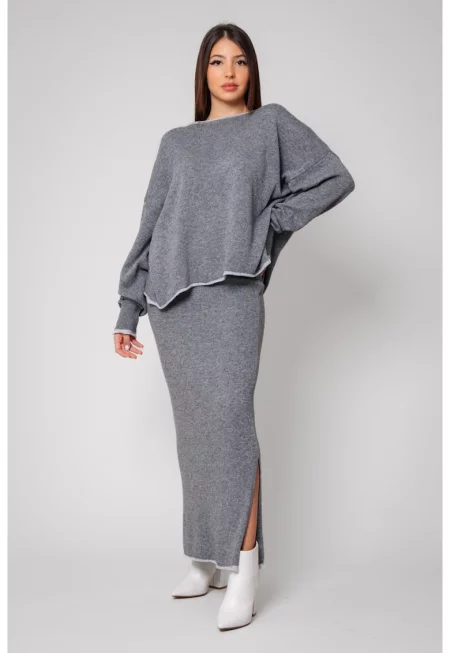 Комплект Sylvie с пола от смес от вълна и кашмир - Grey 14613 - Сив