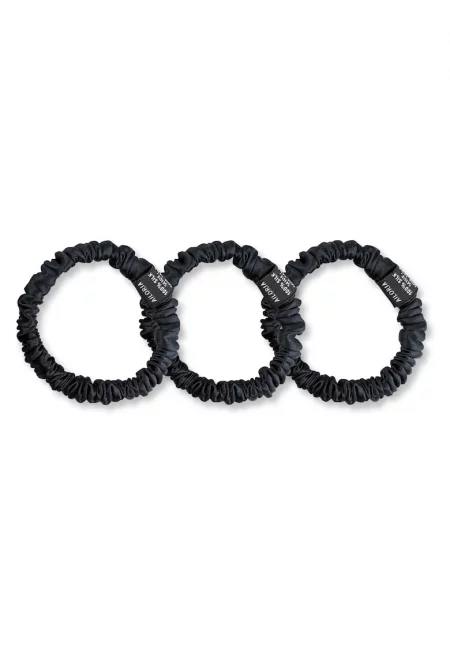 Копринени ластици за коса - 3 броя - Черен