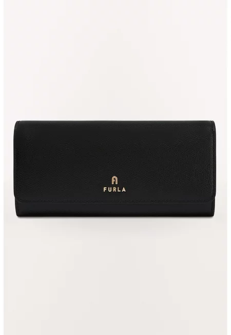 Кожен портфейл Camelia Continental с капаче - Черен