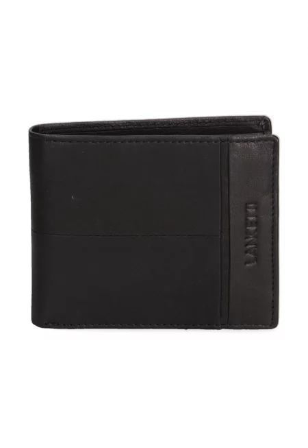 Кожен портфейл с джоб за монети - Черен