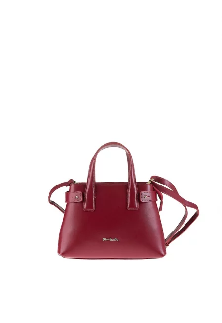 Кожена чанта с отделяща се презрамка - Червен