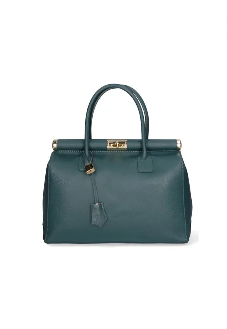 Кожена чанта с отделяща се презрамка - Петролно синьо