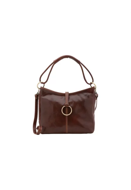 Кожена чанта за рамо - Кафяв