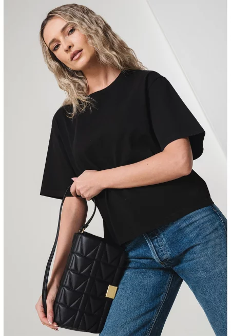 Кожена чанта за рамо Kuilt - Черен