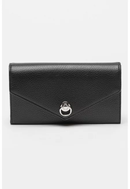 Кожена мини чанта Deva с отделяща се презрамка - Черен