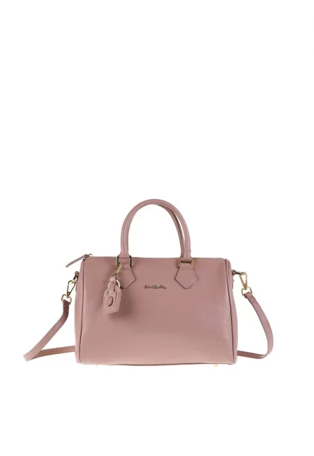 Кожена ръчна чанта Arcadia с отделяща се презрамка - Тъмнорозов