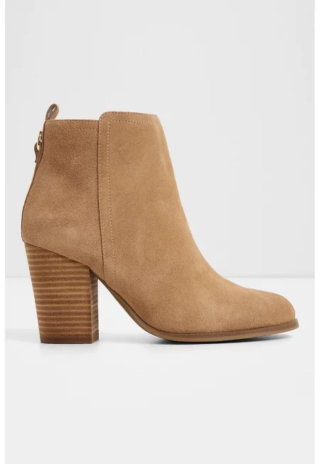 Кожени ботинки Noemia с ток и релеф