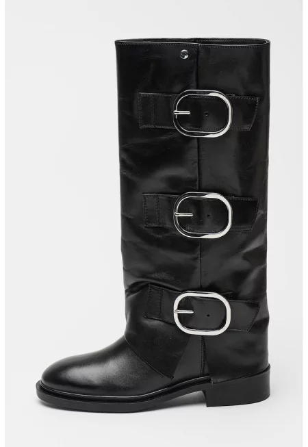 Кожени ботуши Mia - Черен