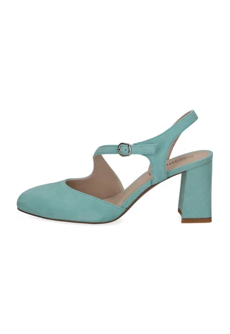 Кожени обувки Blended с масивен ток - Тюркоаз