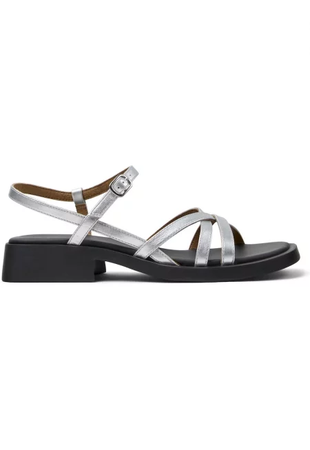 Кожени сандали Dana с масивен ток - Сив