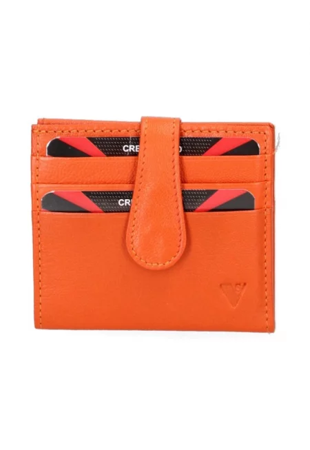 Кожено портмоне с двойно прегъване - Оранжев