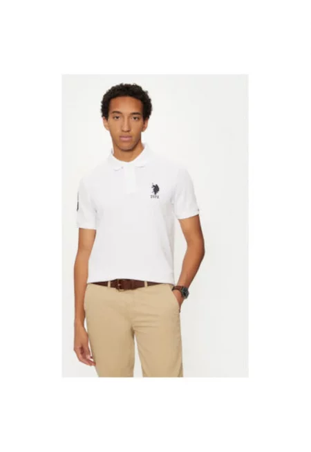 Мъжка тениска - US Polo Assn. - 304797453 - Памук - Бяла - Бял