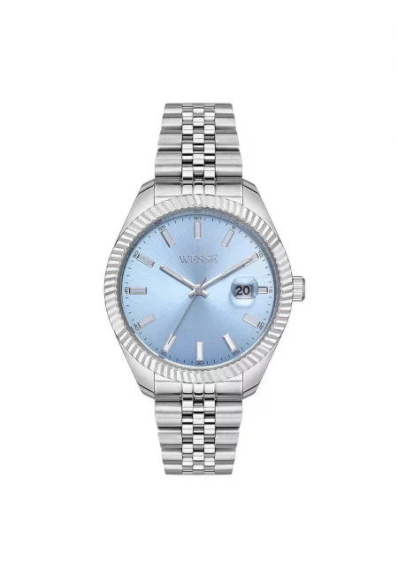 Мъжки часовник  WWG208207 - 43 мм - стоманена каишка - тюркоазен циферблат - водоустойчив 5 ATM - сребрист