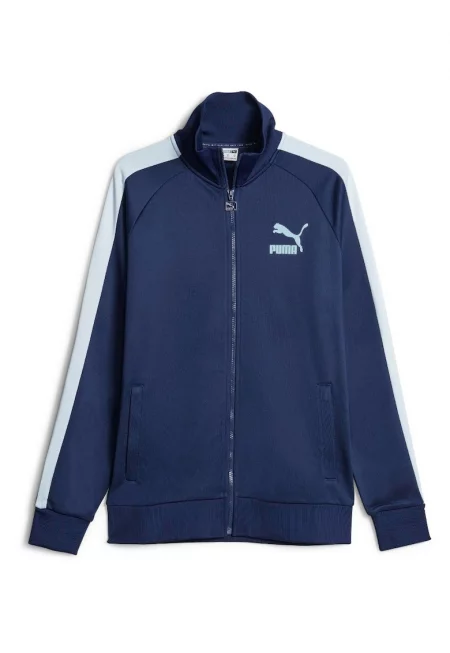 Мъжки суичър с цип  T7 ICONIC Track Jacket - полиестер - син -