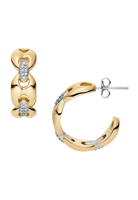 Обеци-полухалки с кристали - Златист