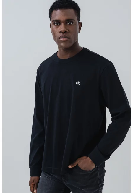 Памучна блуза с лого - Черен