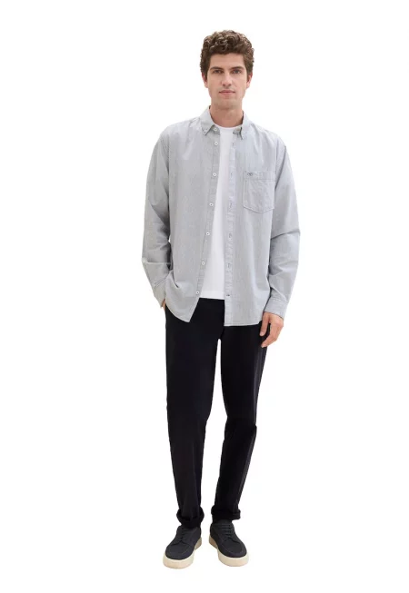 Памучна риза с апликация - Светлосив меланж