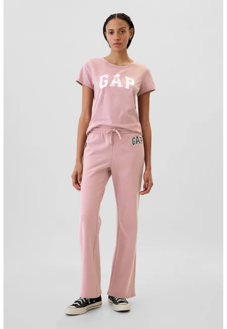 Памучна тениска с лого - Розово