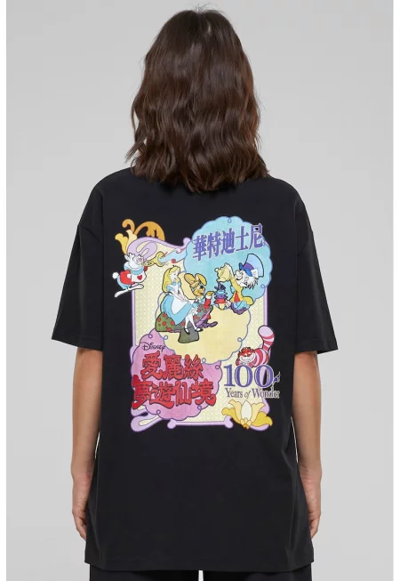 Памучна тениска с шарка на Alice in Wonderland