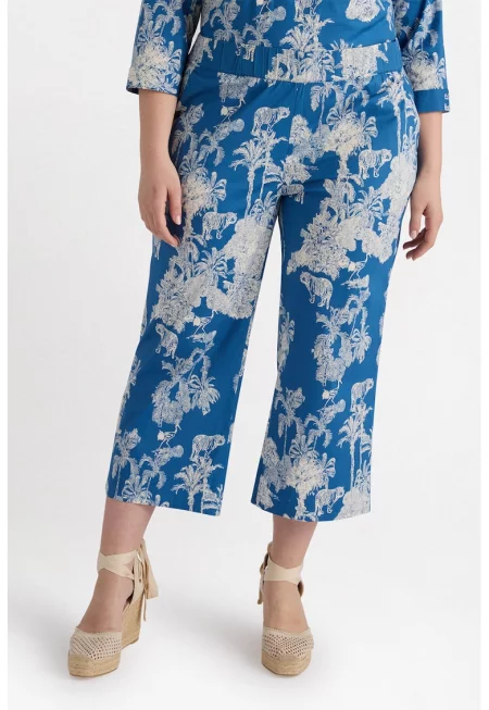 Пола-панталон с принт - Бял/Син