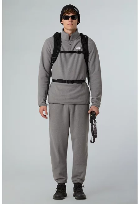 Поларен трекинг суитшърт Glacier с къс цип - Сив меланж