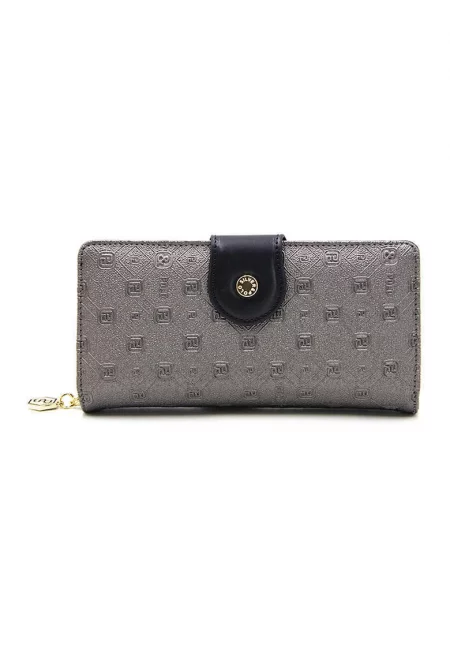 Портфейл с релефна шарка - Светло сив