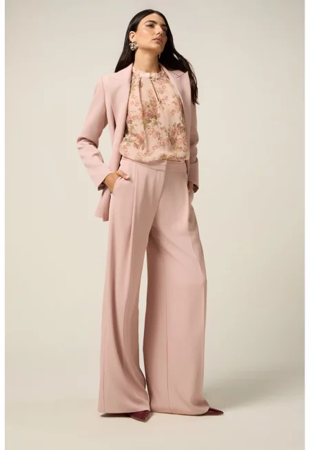 Прав панталон с миди талия - Пастелнорозов