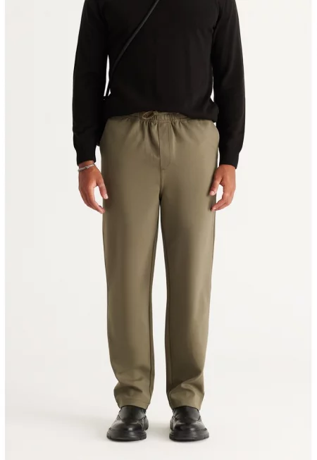 Прав спортен панталон с джобове - Каки