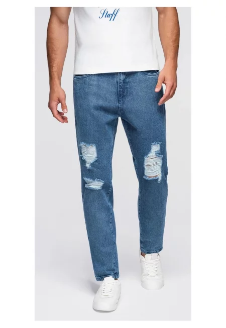 Прави дънки с протрити зони