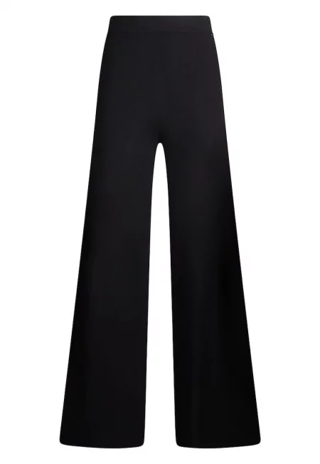 Разкроен панталон с висока талия - Черен