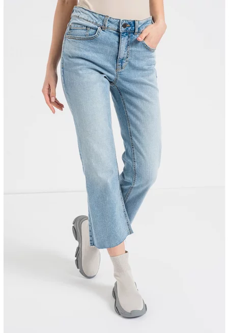 Разкроени дънки без подгъв - Светлосин