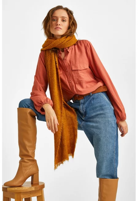 Риза с дълги ръкави и еластични маншети и подгъв