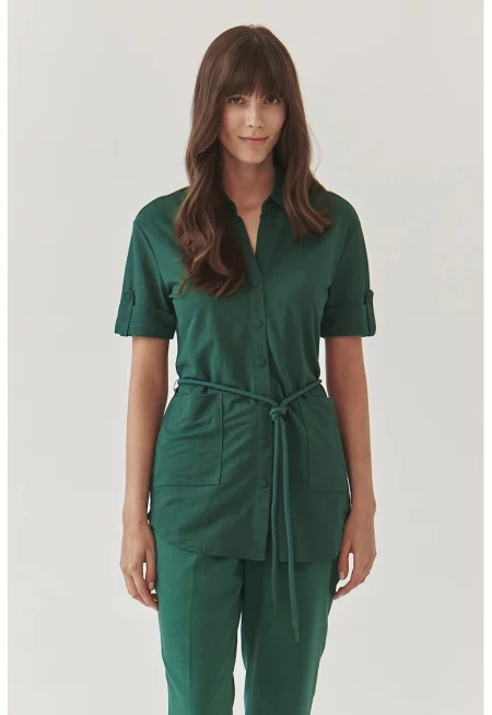 Риза Savanah с тънък колан - Зелен