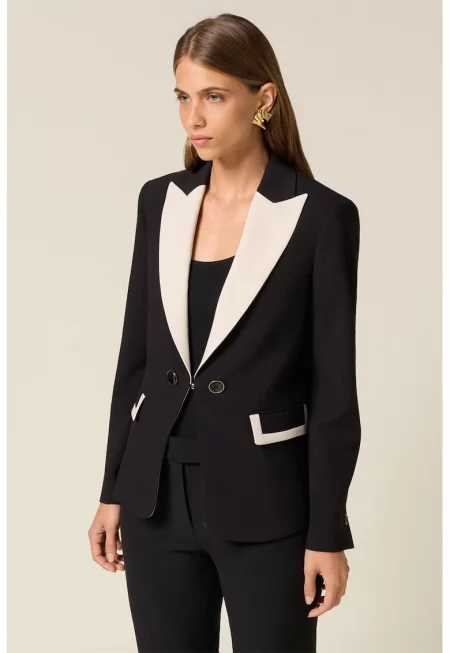 Сако с контрасти - Черен/Мръснобял