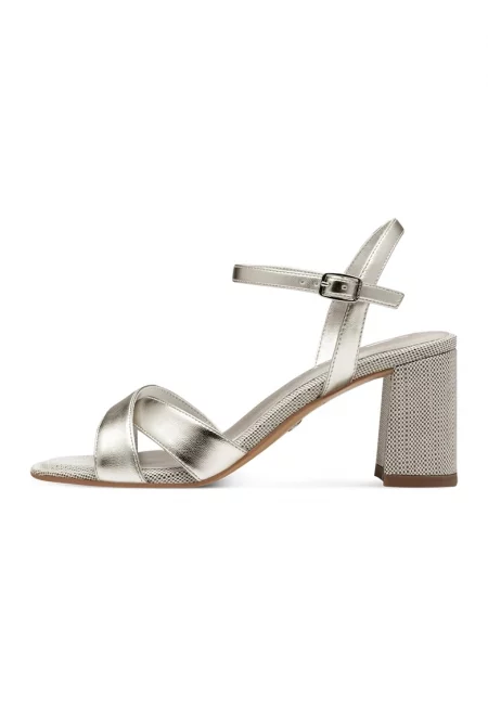 Сандали от еко кожа с ток - Сребрист