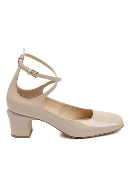 Simba Patent Leather Square Toe Shoes - Бежов