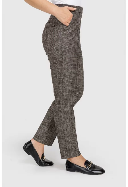 Скъсен панталон със стеснен крачол - Сиво-кафяв