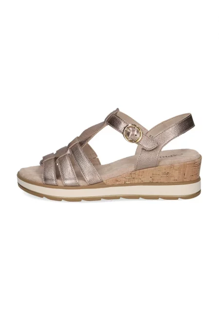 Скосени кожени сандали с токи - Бронз